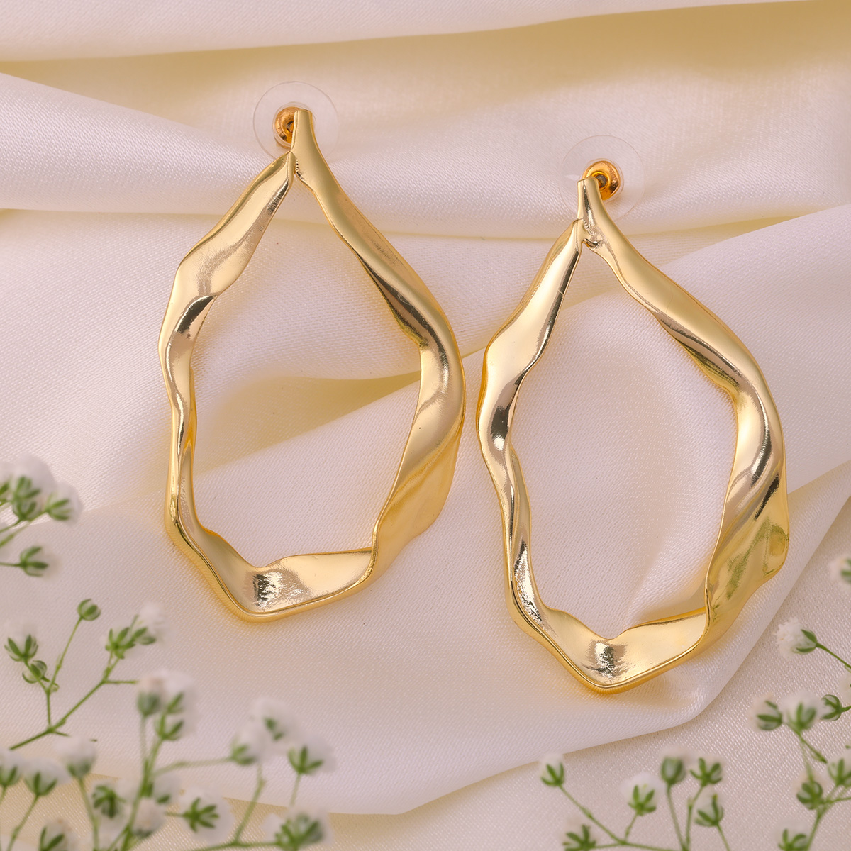 Golden Ripple Hoops